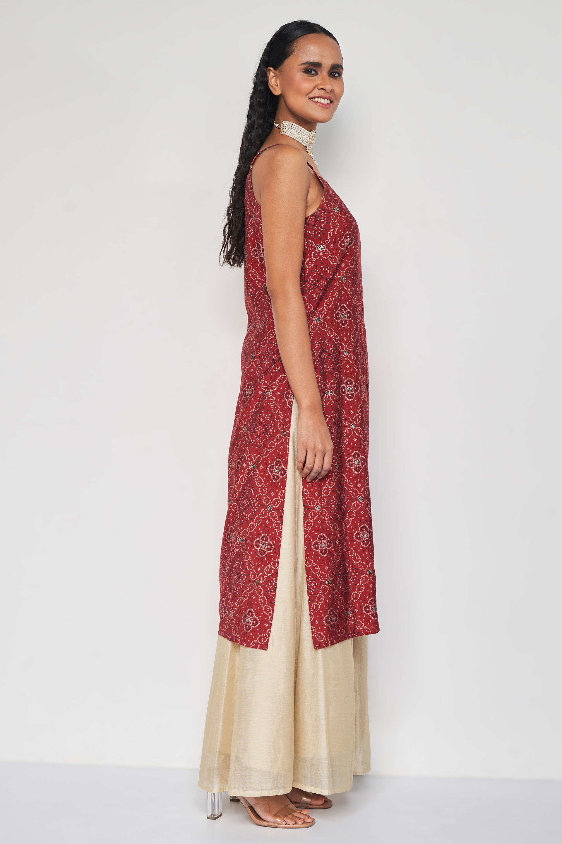 Reyna Printed Kurta, Red, image 8